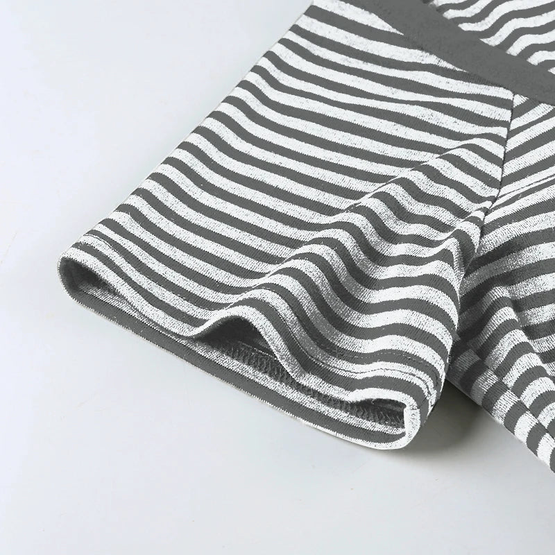 Korean Style Stripe Patchwork Women T-Shirts Short Sleeves Slim Fit Simple Causal Office Lady Clothing