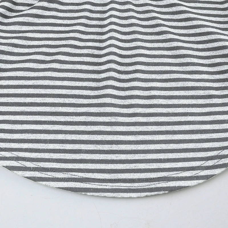 Korean Style Stripe Patchwork Women T-Shirts Short Sleeves Slim Fit Simple Causal Office Lady Clothing